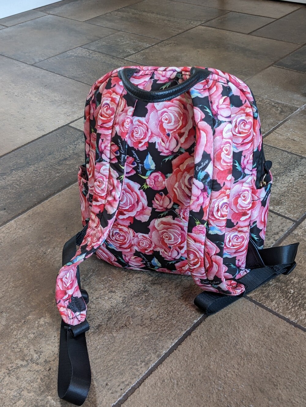 Juicy Couture Y2K Pink Floral Mini Chic Feminine Everyday School Work Backpack - Picture 3 of 17